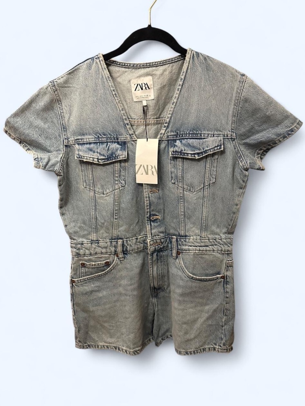 Zara Light Blue Denim Romper